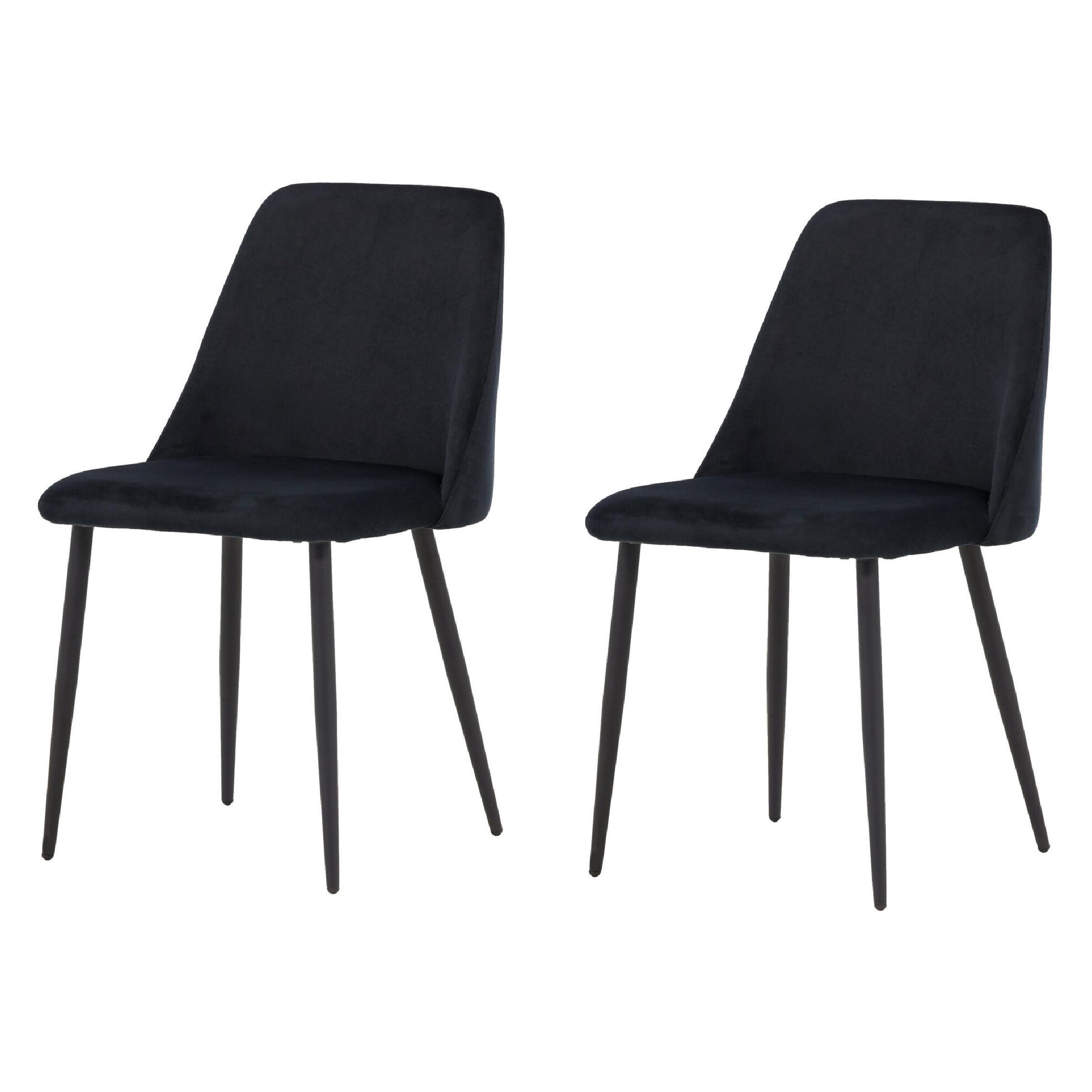 zwarte fluwelen eetkamerstoelen Nila set van 2 afbeelding 1