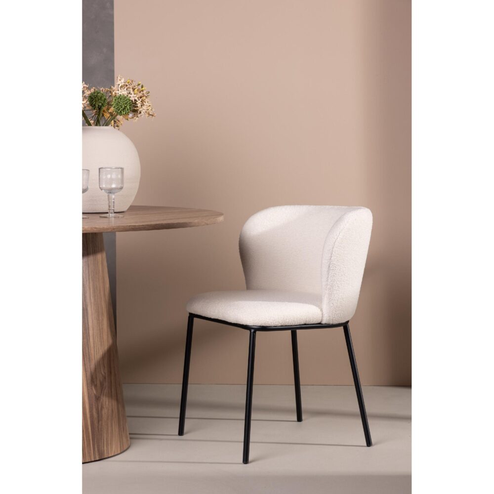 witte bouclé eetkamerstoelen set van 2 afbeelding 11