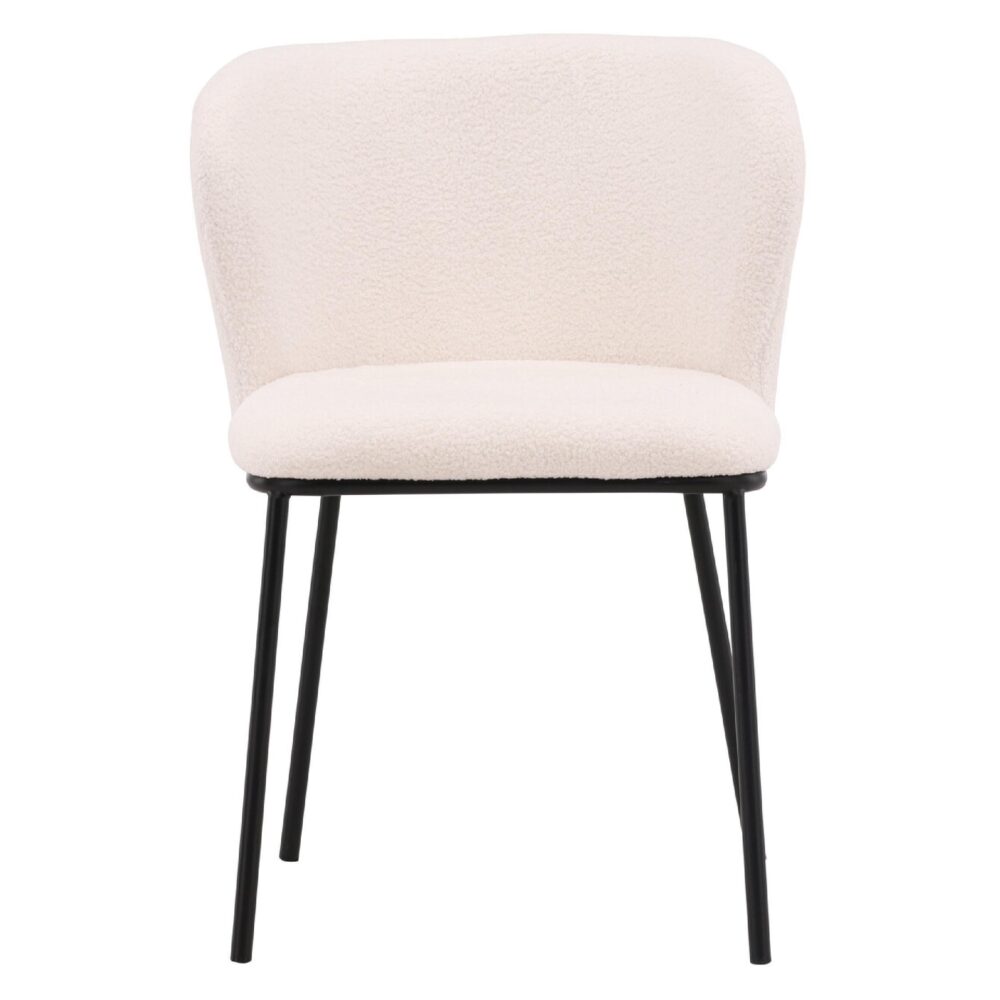 witte bouclé eetkamerstoelen set van 2 afbeelding 2