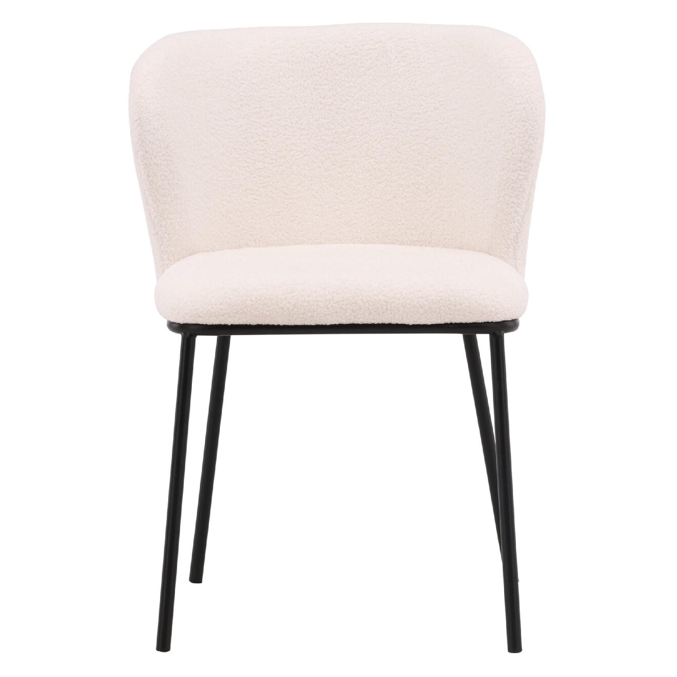 witte bouclé eetkamerstoelen set van 2 afbeelding 2
