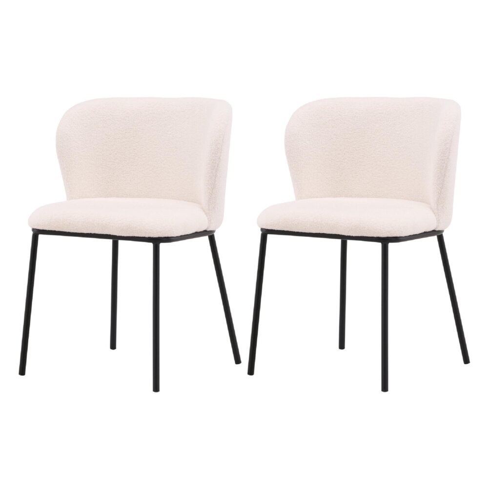 witte bouclé eetkamerstoelen set van 2 afbeelding 1