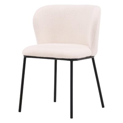 witte bouclé eetkamerstoelen set van 2 afbeelding 3