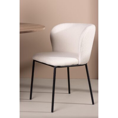 witte bouclé eetkamerstoelen set van 2 afbeelding 10