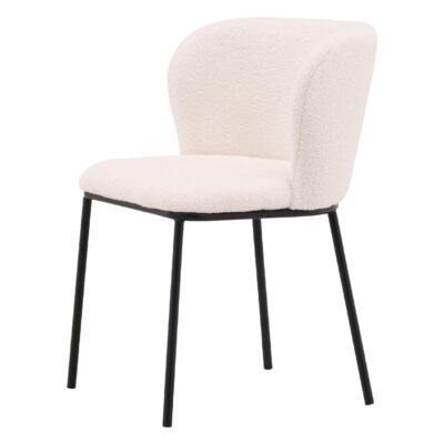 witte bouclé eetkamerstoelen set van 2 afbeelding 4