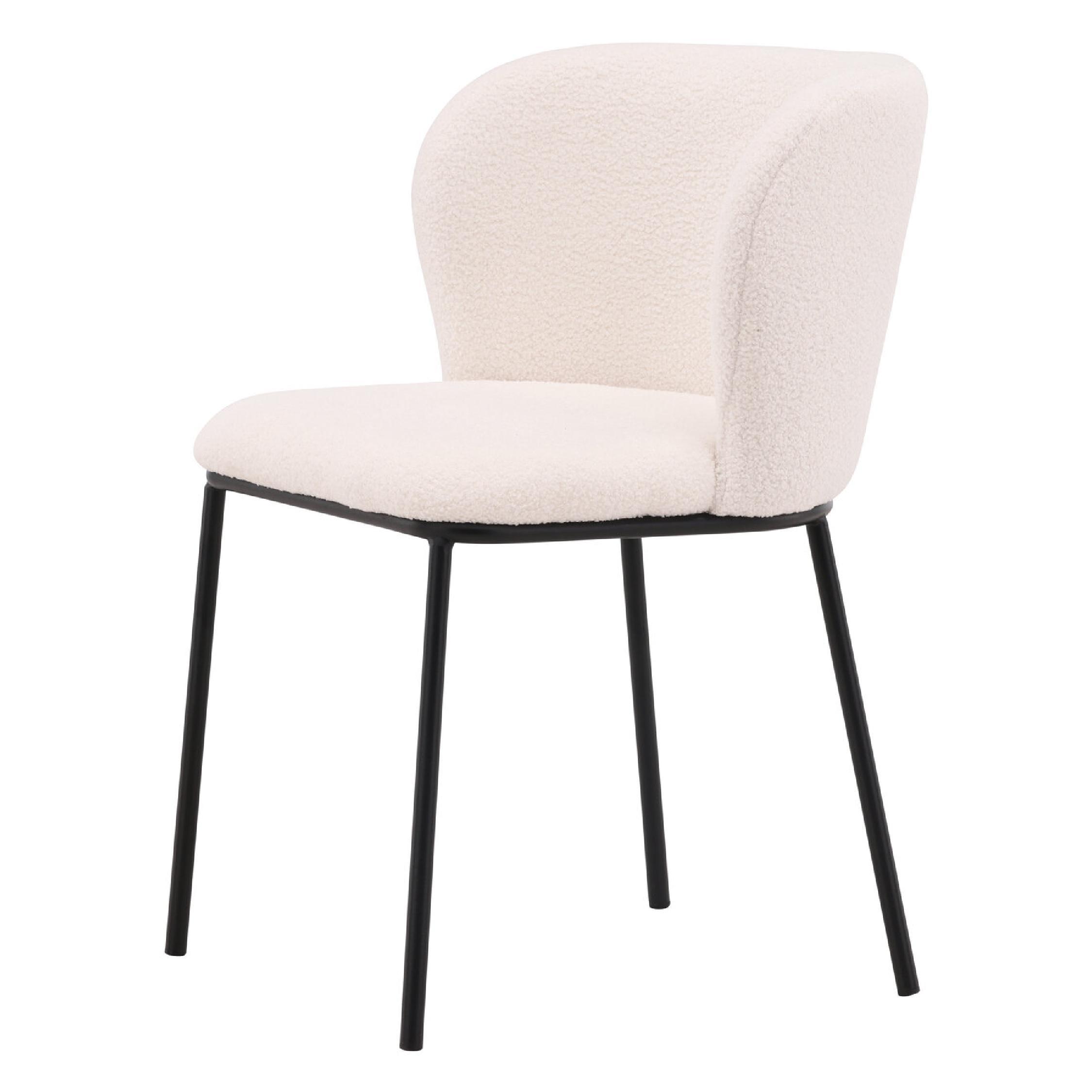 witte bouclé eetkamerstoelen set van 2 afbeelding 4