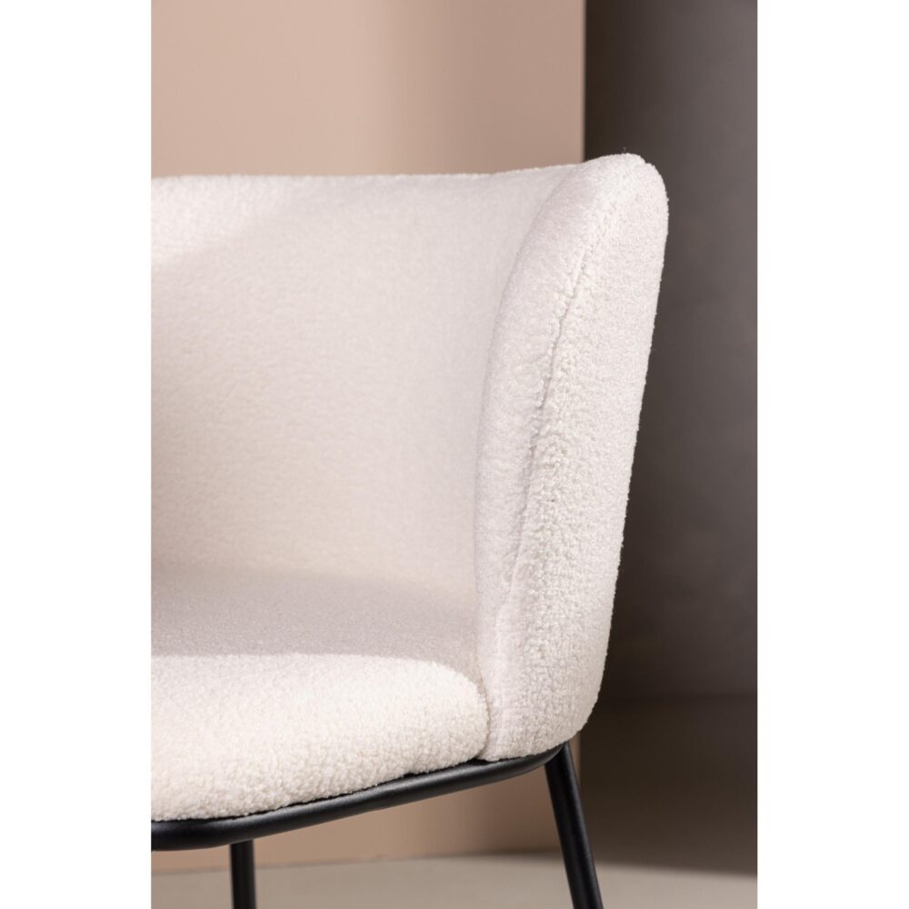 witte bouclé eetkamerstoelen set van 2 afbeelding 9