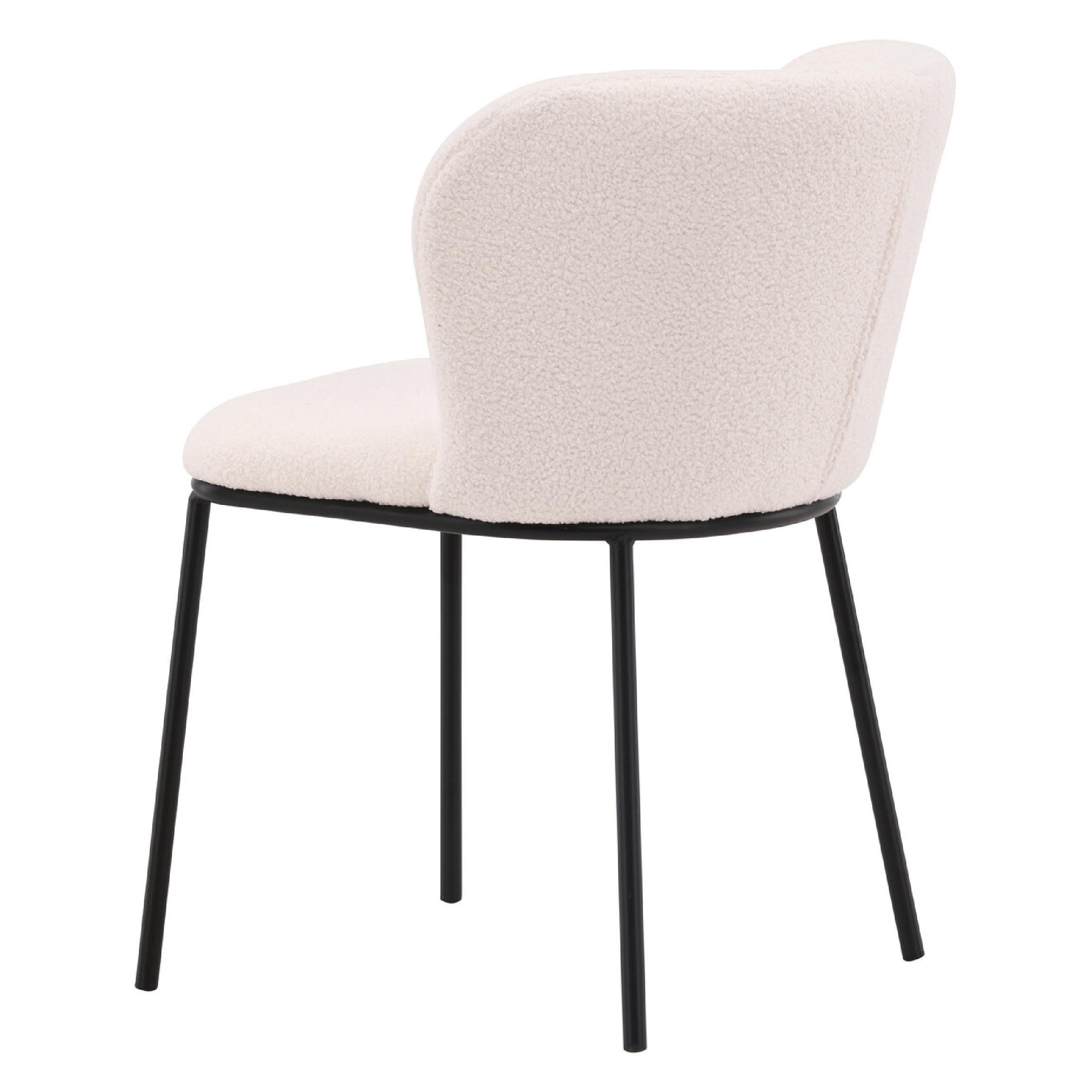 witte bouclé eetkamerstoelen set van 2 afbeelding 6
