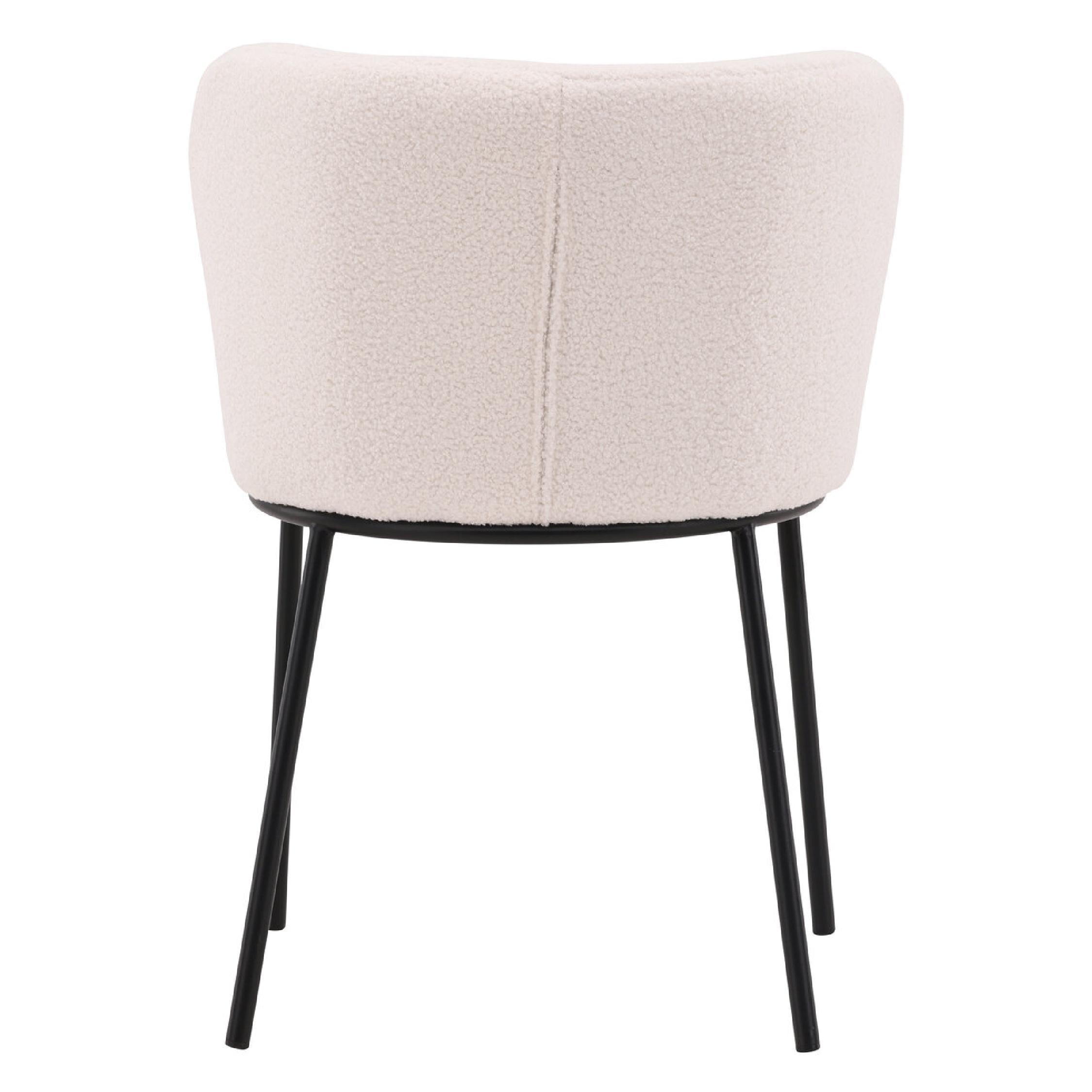 witte bouclé eetkamerstoelen set van 2 afbeelding 8