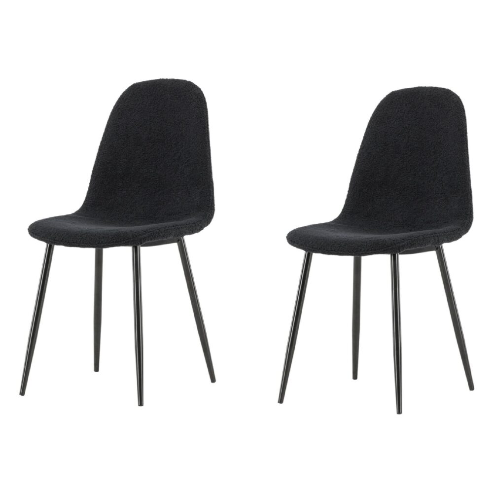 Nest of Nora zwarte teddy eetkamerstoelen set van 2 afbeelding 2