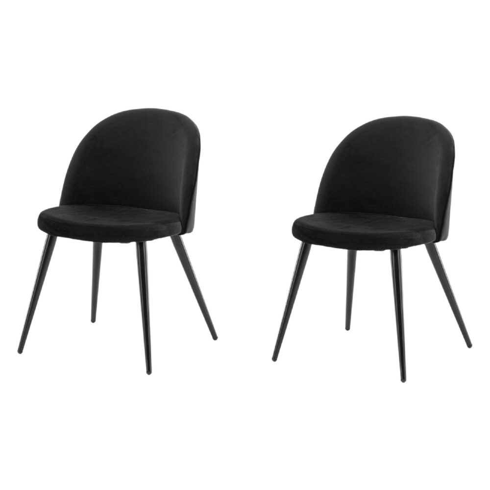 zwarte velours eetkamerstoelen set van 2 afbeelding 1
