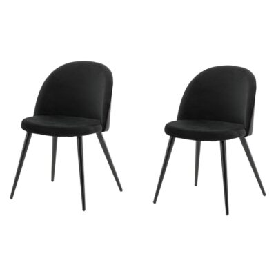 zwarte velours eetkamerstoelen set van 2 afbeelding 1