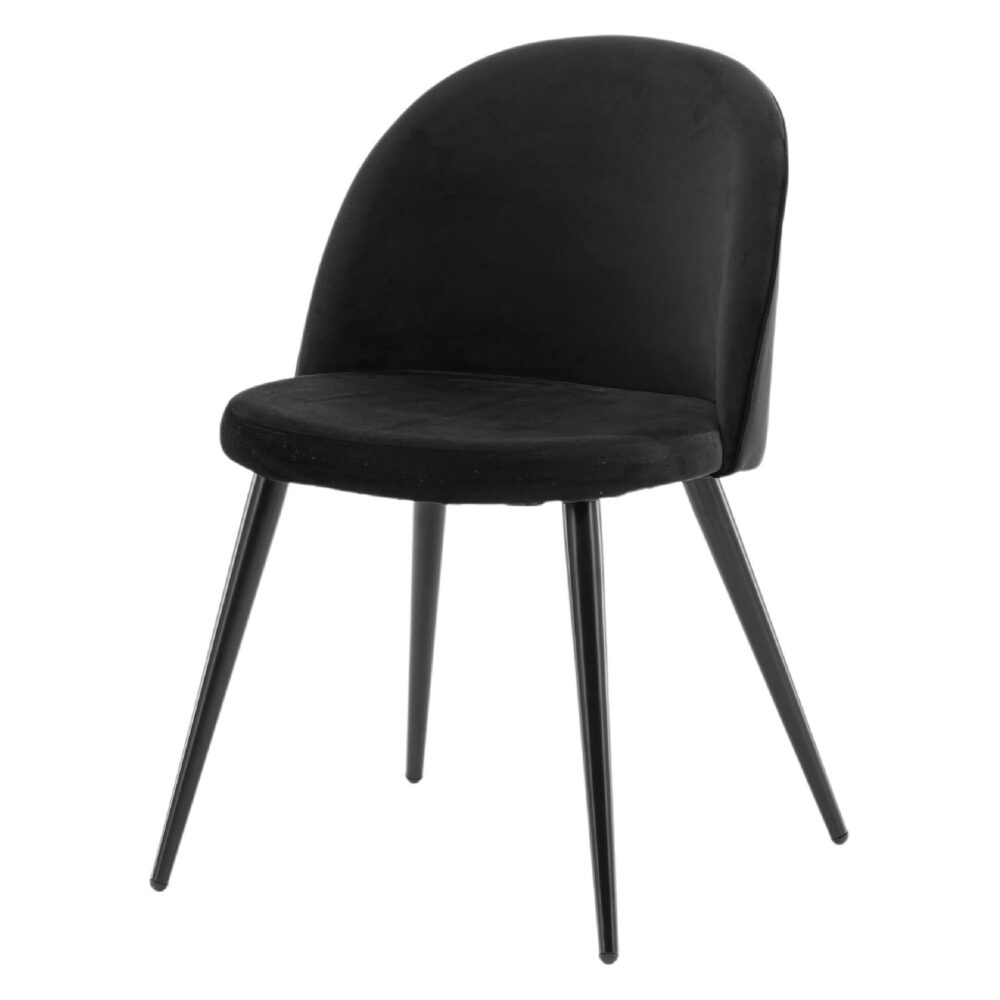 zwarte velours eetkamerstoelen set van 2 afbeelding 3