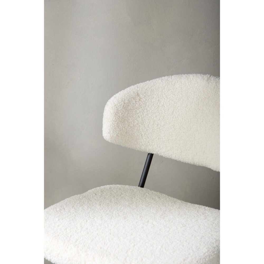 Menno bouclé eetkamerstoelen wit met zwarte poten afbeelding 6