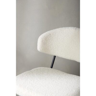 Menno bouclé eetkamerstoelen wit met zwarte poten afbeelding 6