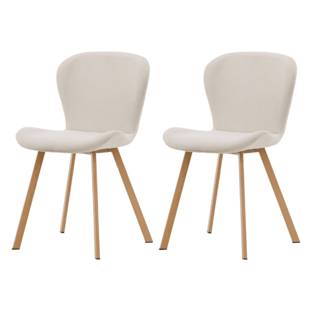 set van 2 beige Scandinavische eetkamerstoelen afbeelding 1
