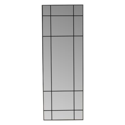 grote industriële wandspiegel zwart met vakverdeling afbeelding 2