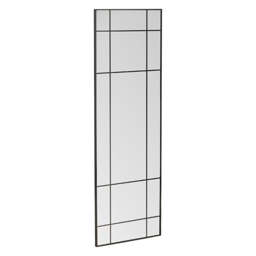 grote industriële wandspiegel zwart met vakverdeling afbeelding 1