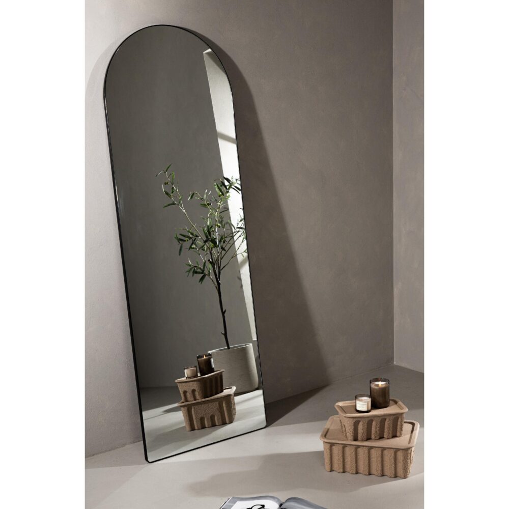 grote zwarte boogvormige wandspiegel afbeelding 5