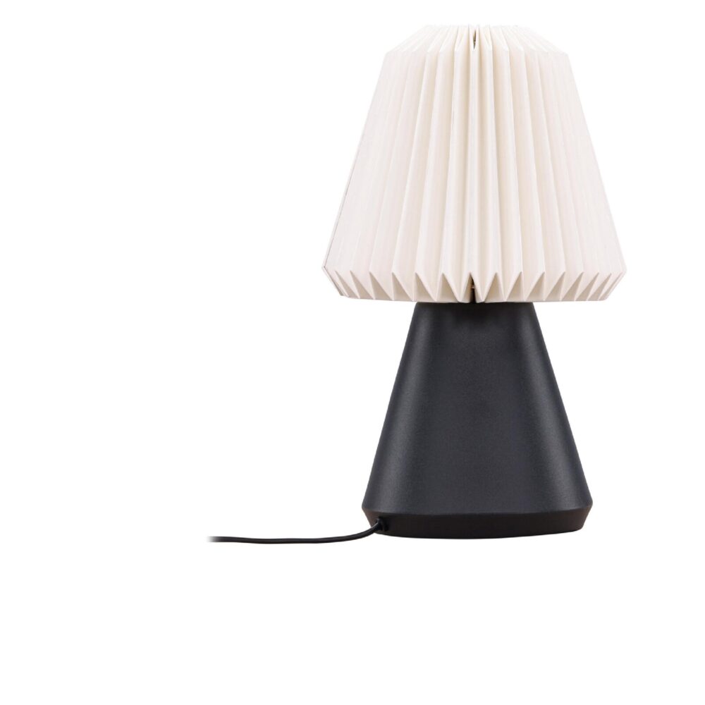 zwarte plissé tafellamp met touch bediening afbeelding 2