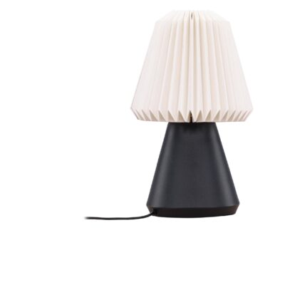 zwarte plissé tafellamp met touch bediening afbeelding 2