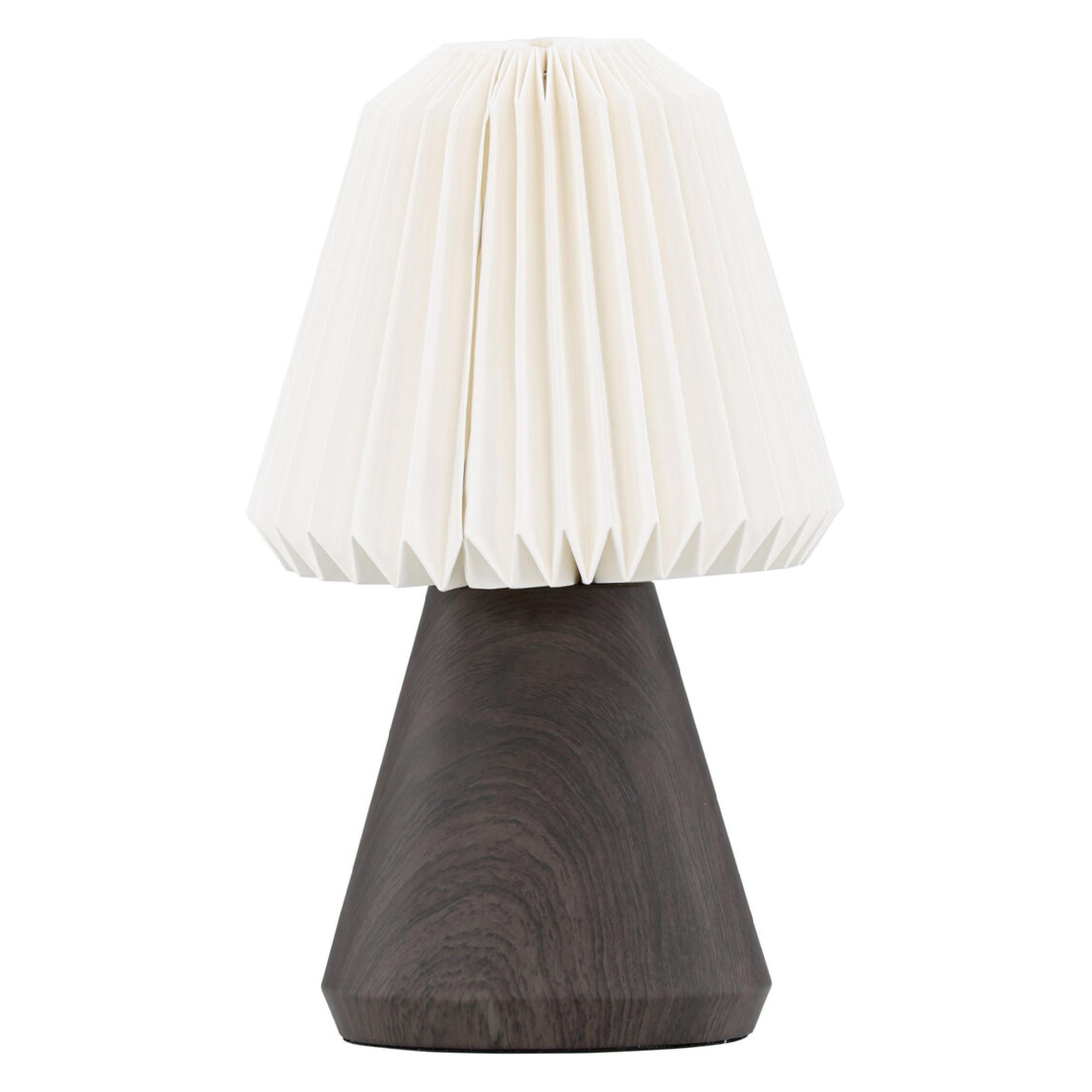 walnoot tafellamp met plissé kap afbeelding 1