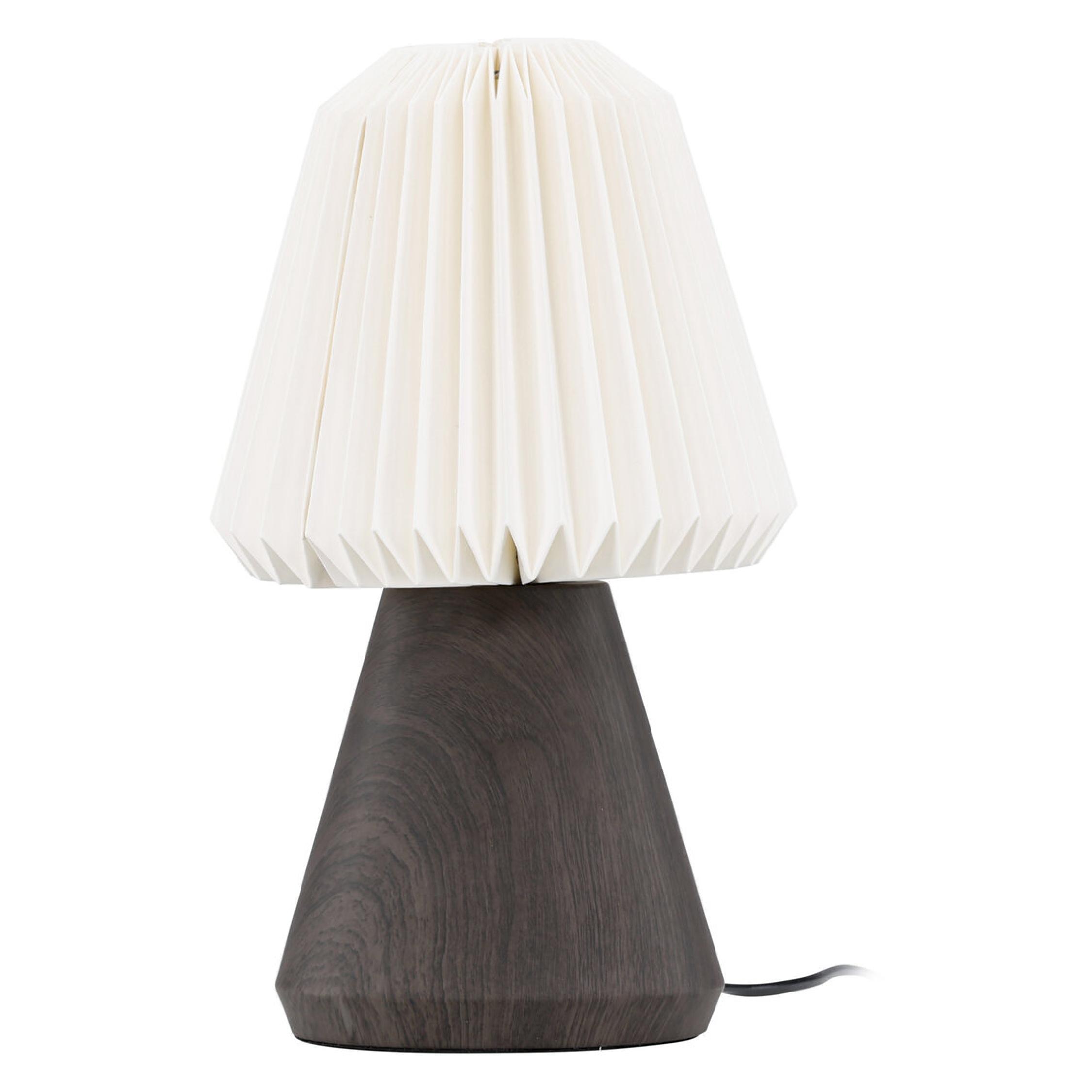 walnoot tafellamp met plissé kap afbeelding 2