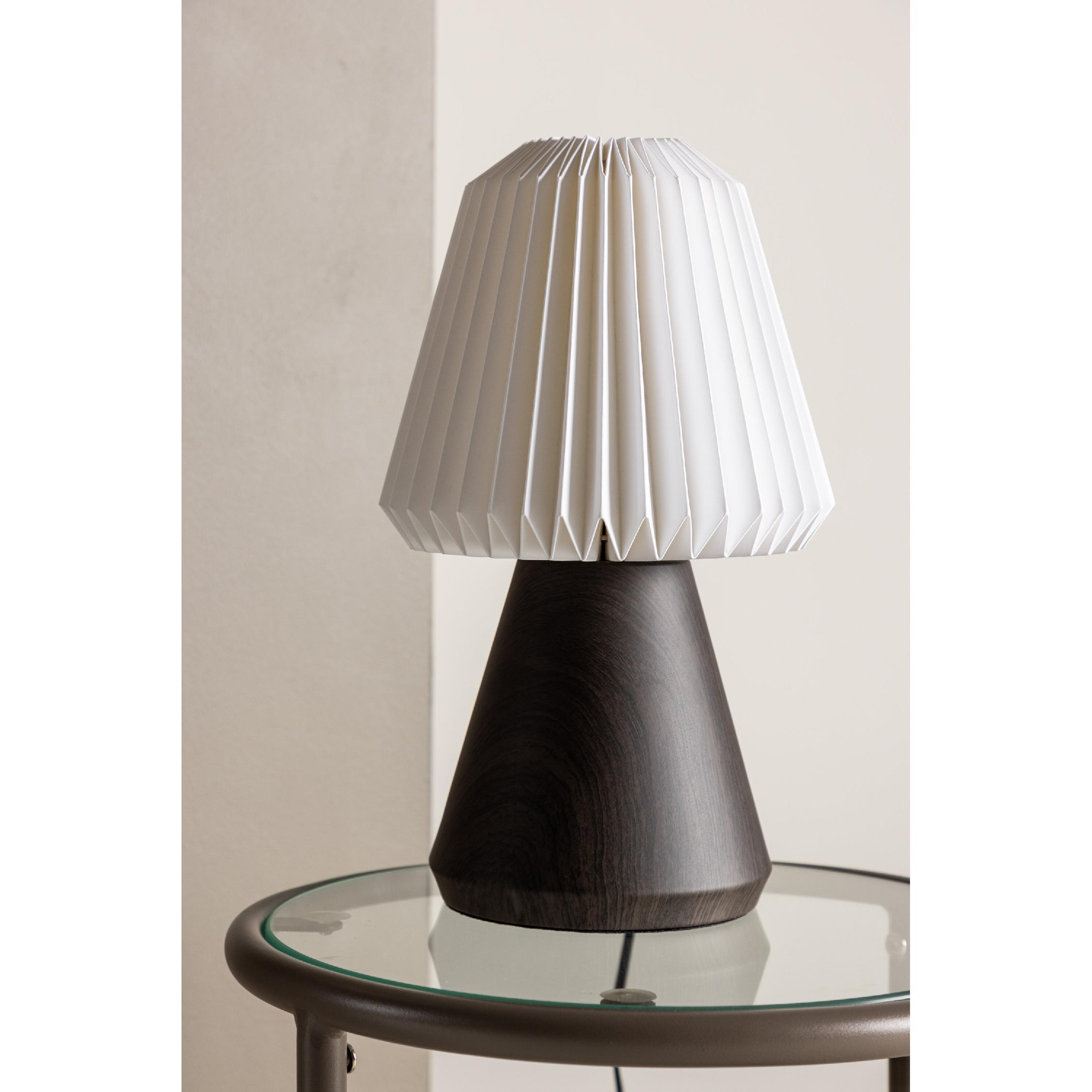 walnoot tafellamp met plissé kap afbeelding 6