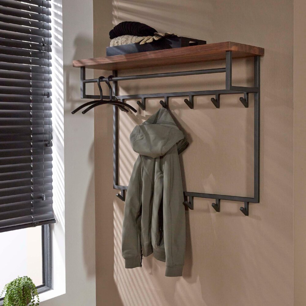 wandkapstok met hoedenplank 12 haken afbeelding 3