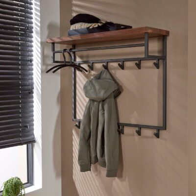 wandkapstok met hoedenplank 12 haken afbeelding 3