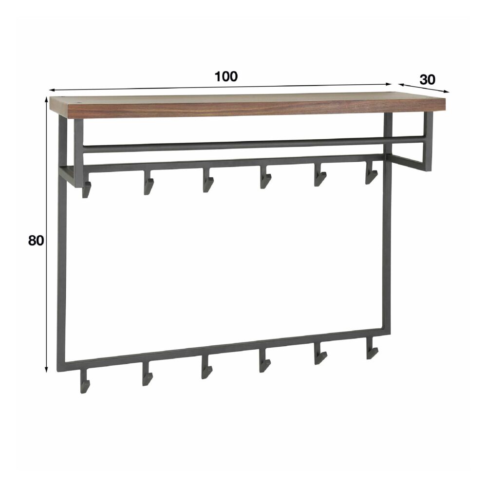 wandkapstok met hoedenplank 12 haken afbeelding 2