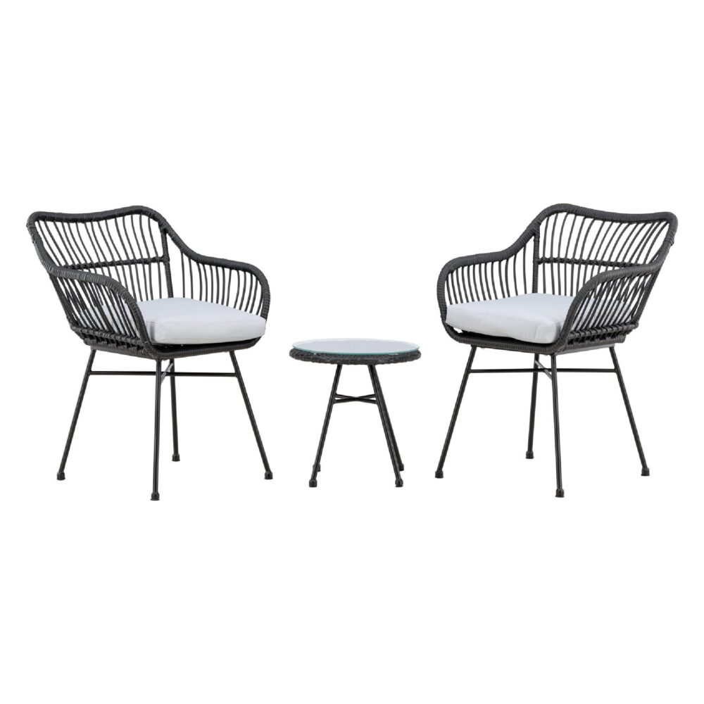 2 persoons balkonset rotan zwart afbeelding 1