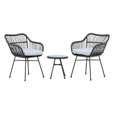 2 persoons balkonset rotan zwart afbeelding 1