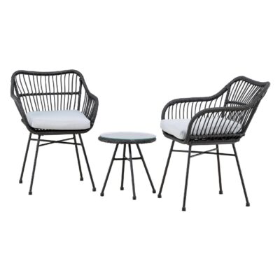 2 persoons balkonset rotan zwart afbeelding 2