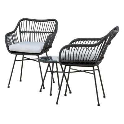 2 persoons balkonset rotan zwart afbeelding 3