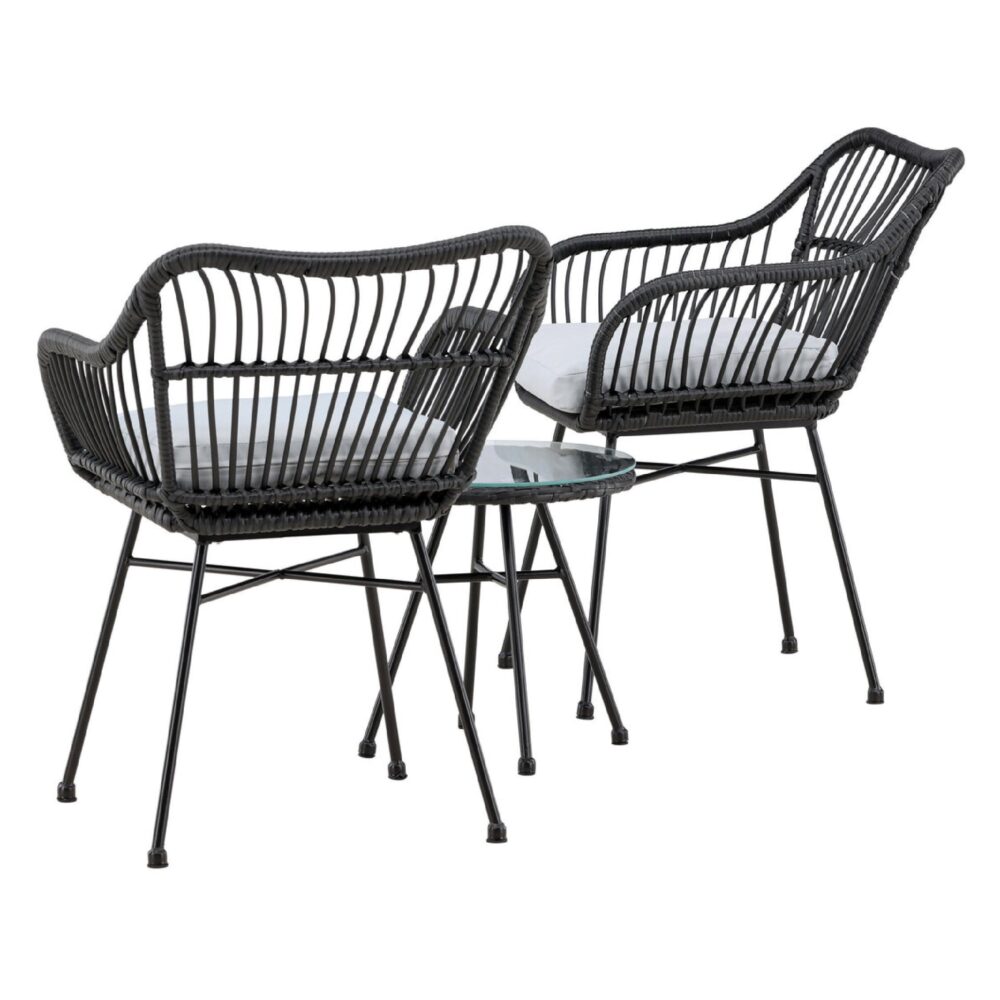 2 persoons balkonset rotan zwart afbeelding 5
