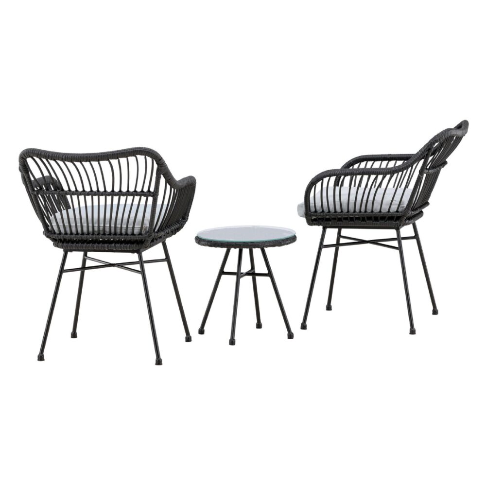 2 persoons balkonset rotan zwart afbeelding 6