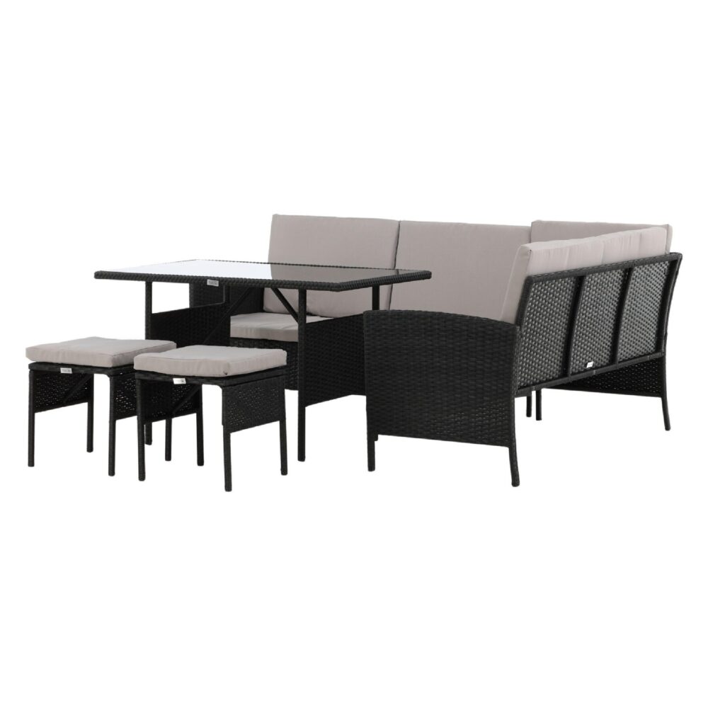 zwarte kunstrotan hoek loungeset tuin Maven afbeelding 2