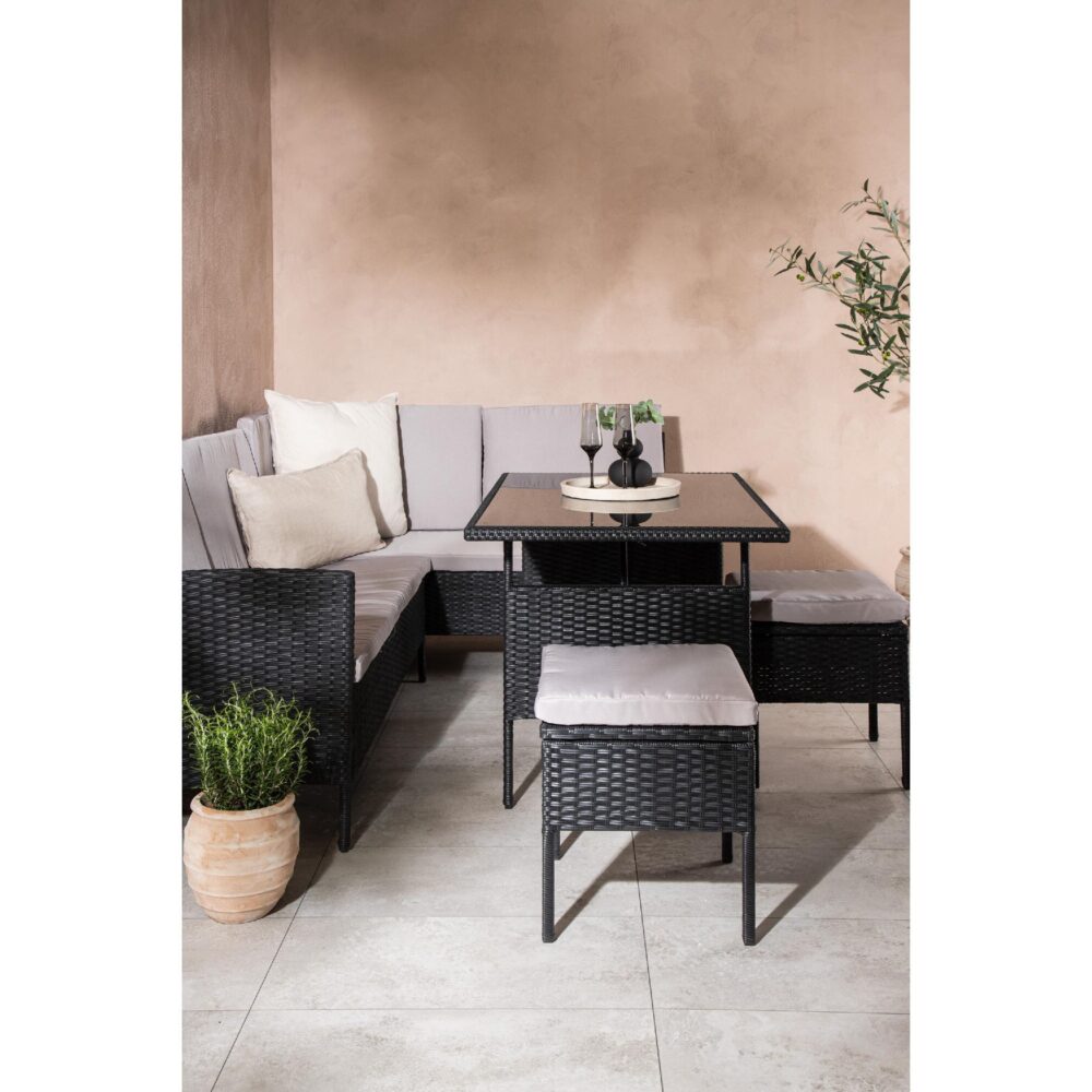 zwarte kunstrotan hoek loungeset tuin Maven afbeelding 12