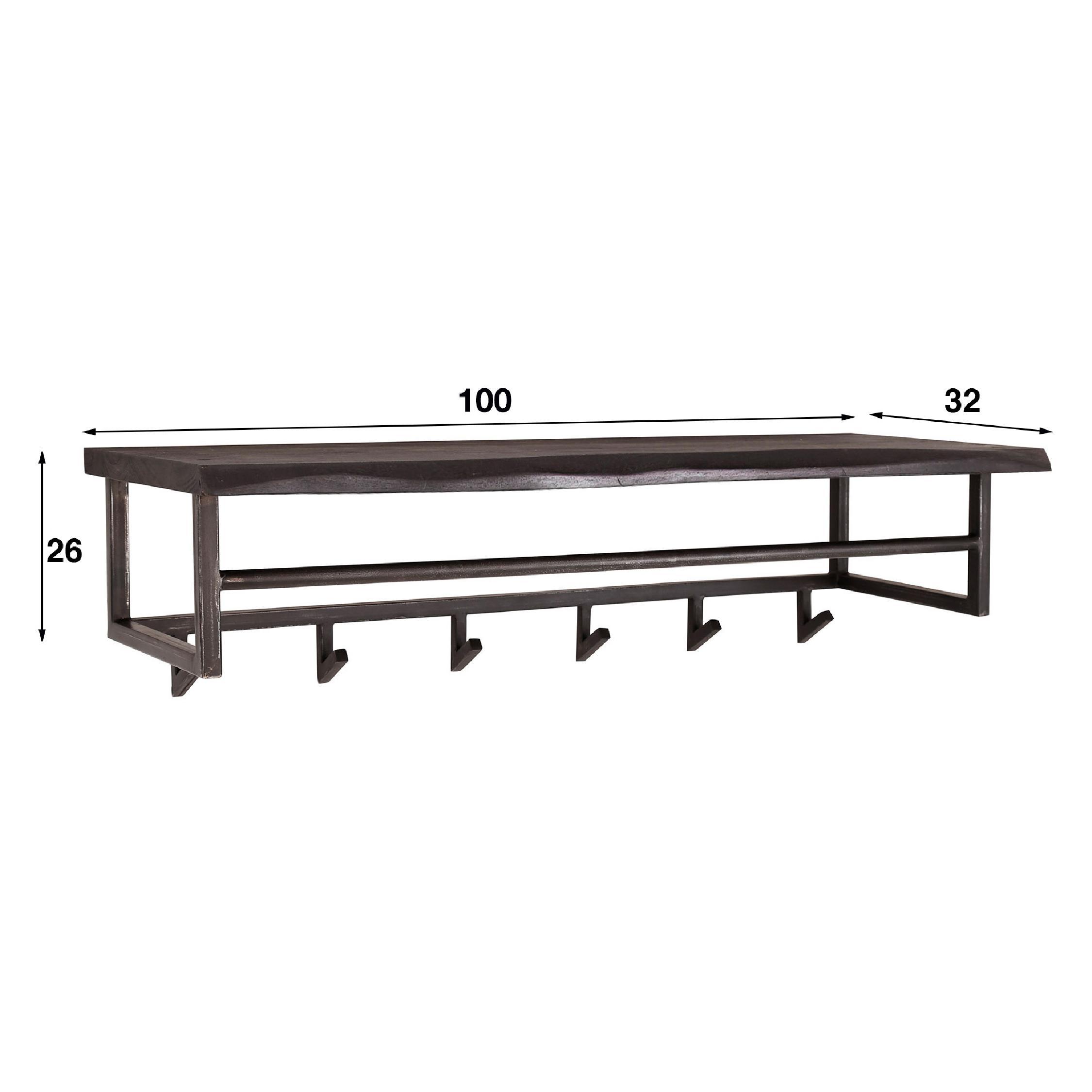 zwarte wandkapstok met hoedenplank afbeelding 2