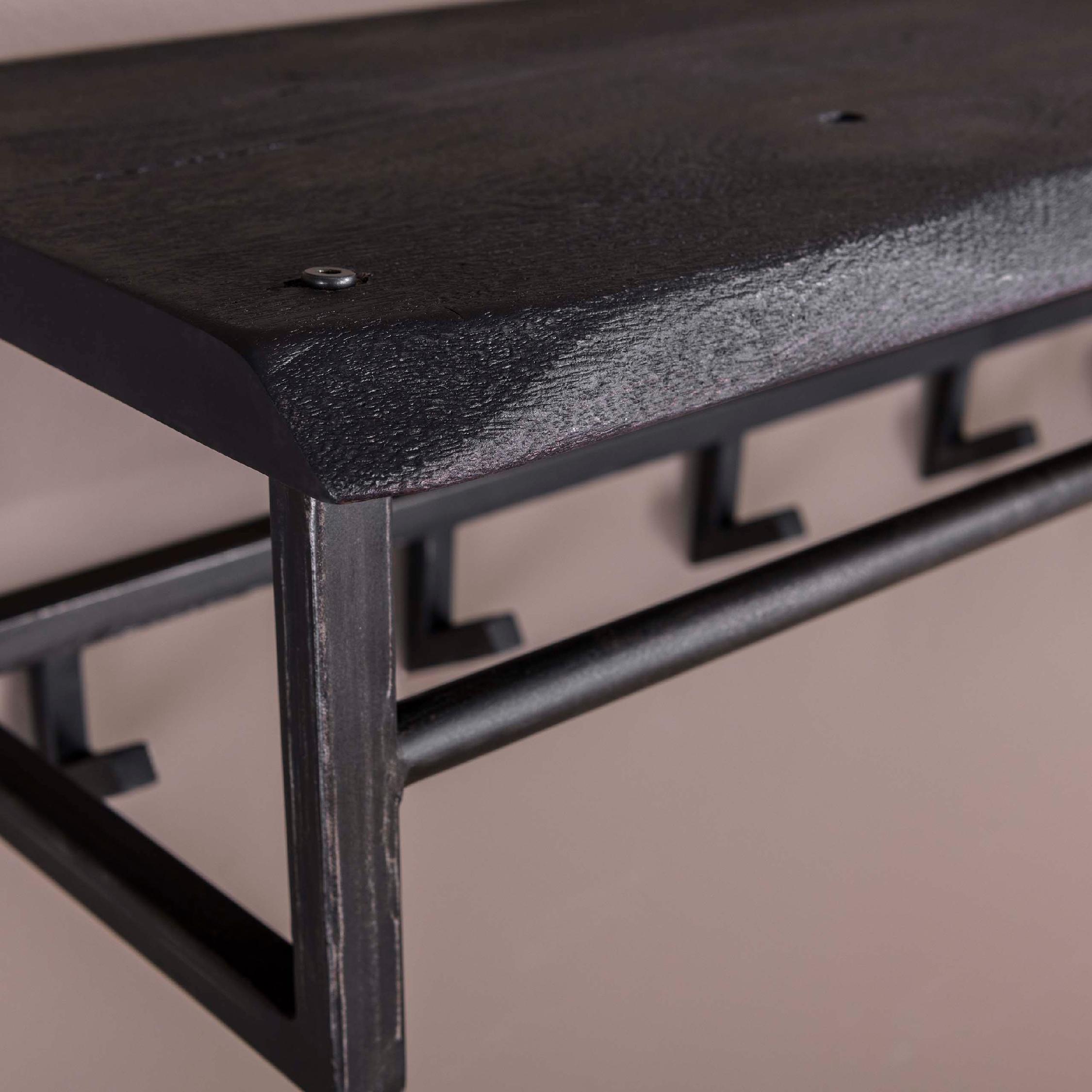 zwarte wandkapstok met hoedenplank afbeelding 4