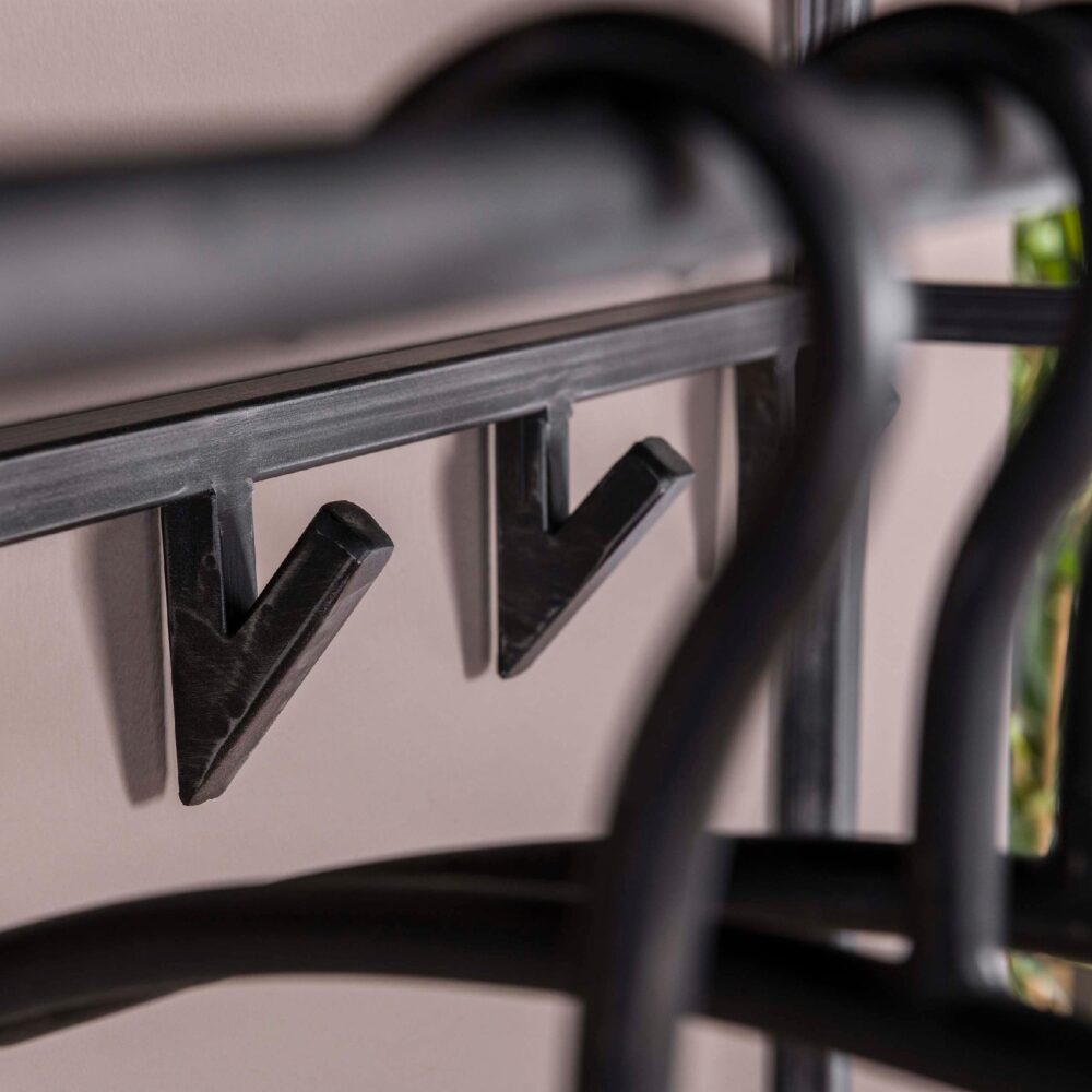 wandkapstok met hoedenplank acaciahout zwart afbeelding 4