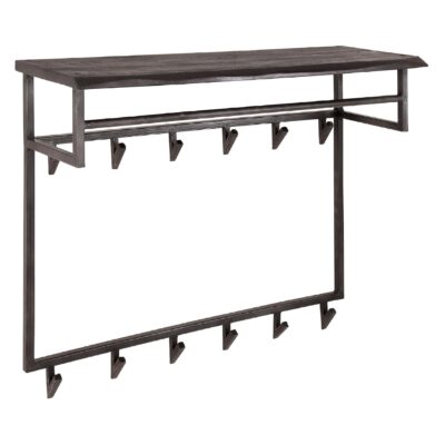 wandkapstok met hoedenplank acaciahout zwart afbeelding 1