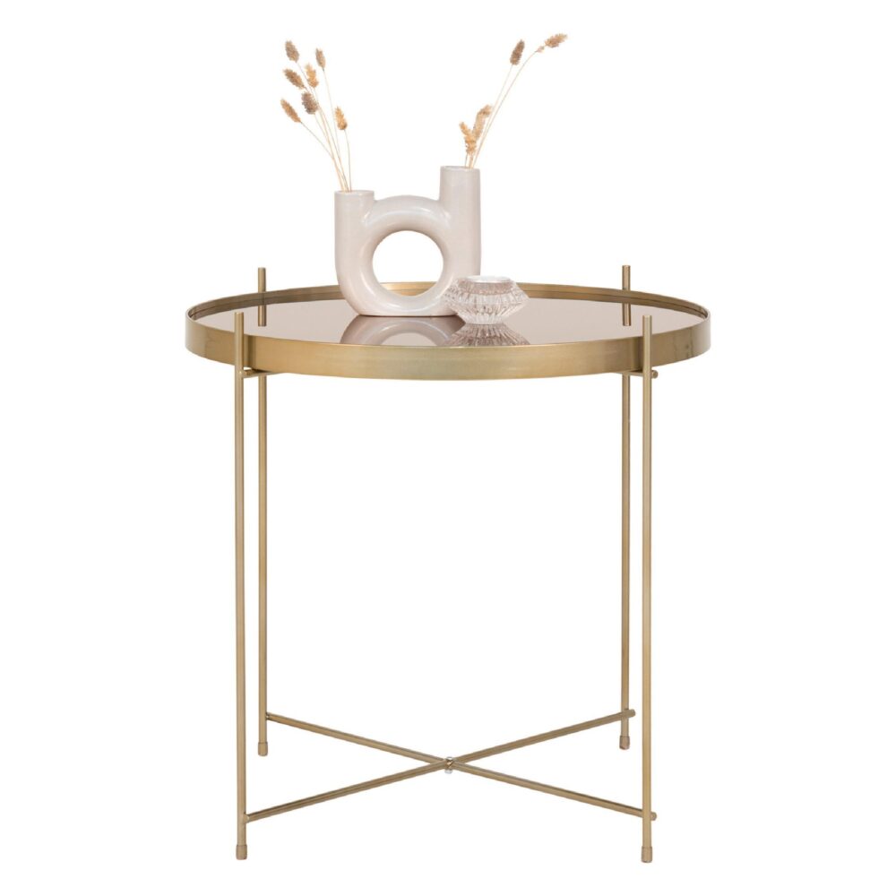 Nido ronde glazen salontafel brass afbeelding 2