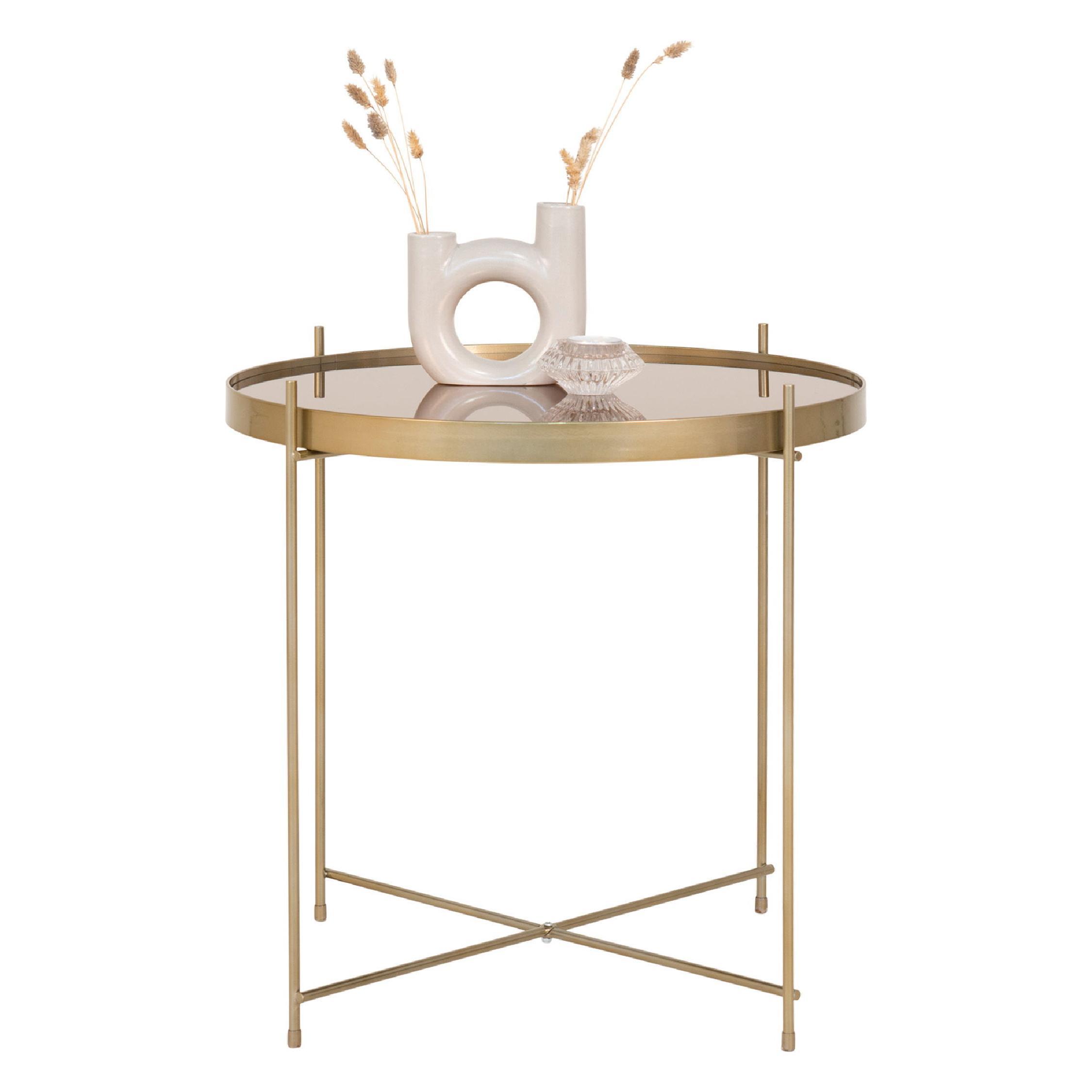 Nido ronde glazen salontafel brass afbeelding 2