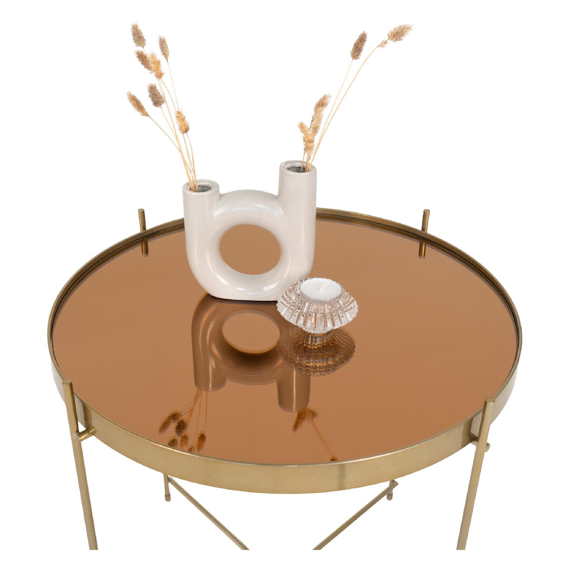 Nido ronde glazen salontafel brass afbeelding 3