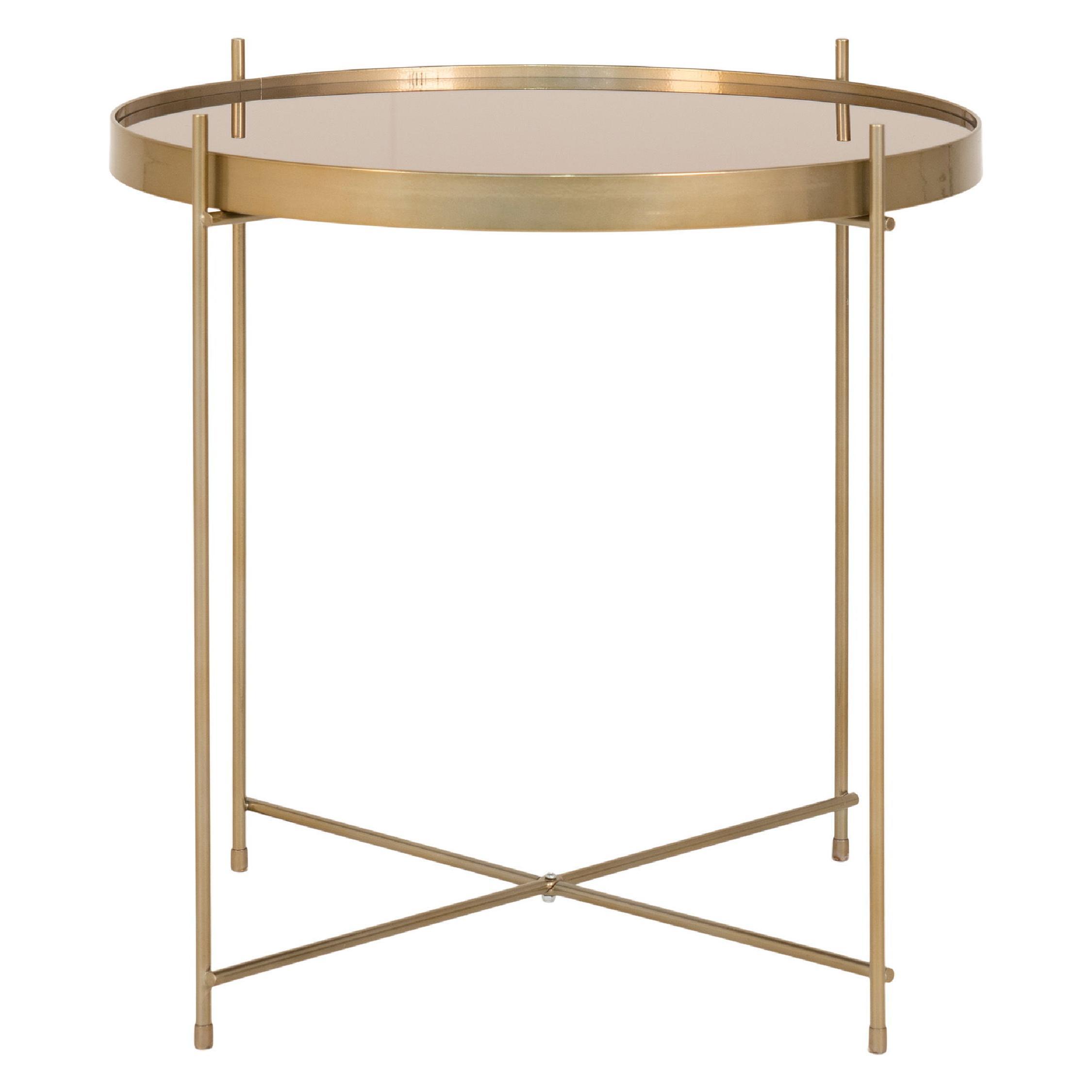 Nido ronde glazen salontafel brass afbeelding 1