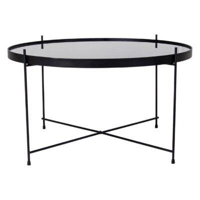 Nido ronde glazen salontafel zwart staal afbeelding 2