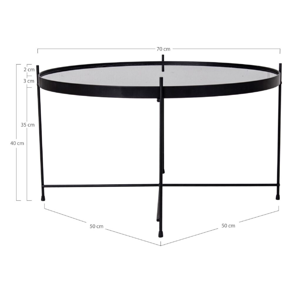 Nido ronde glazen salontafel zwart staal afbeelding 4