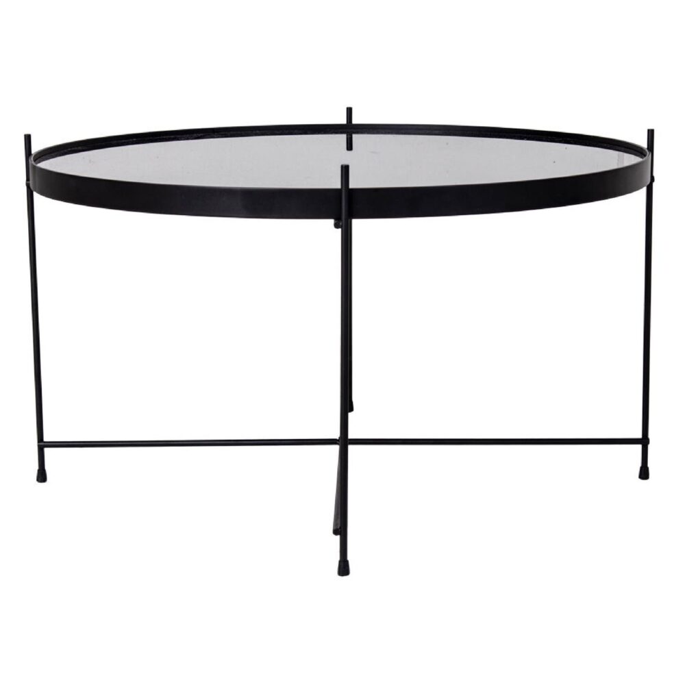 Nido ronde glazen salontafel zwart staal afbeelding 3