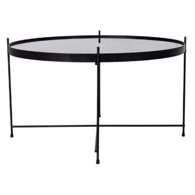 Nido ronde glazen salontafel zwart staal afbeelding 3